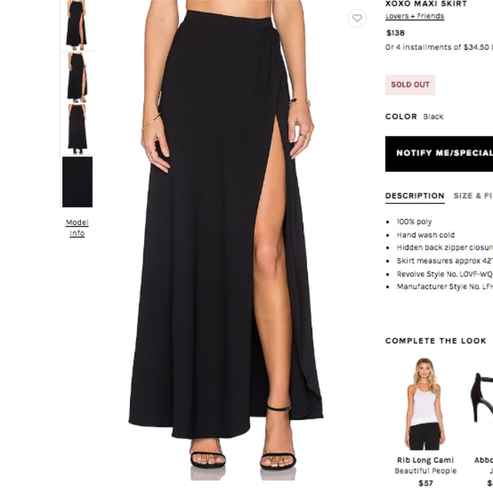 Brand New XOXO black maxi skirt from Revolve